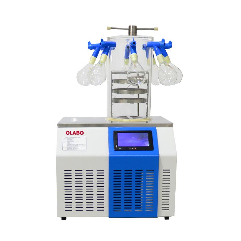 Lab -60℃ Vacuum Freeze Dryer Lyophilizer Standard Chamber with 8 Port  Manifold